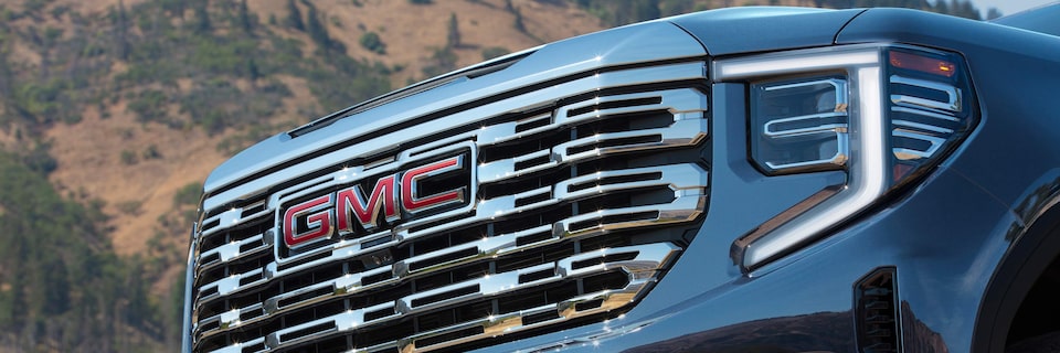 Close-up View of the Grille on a GMC Denali Truck