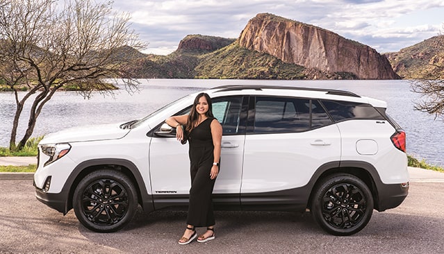 Owner with her GMC Terrain small SUV