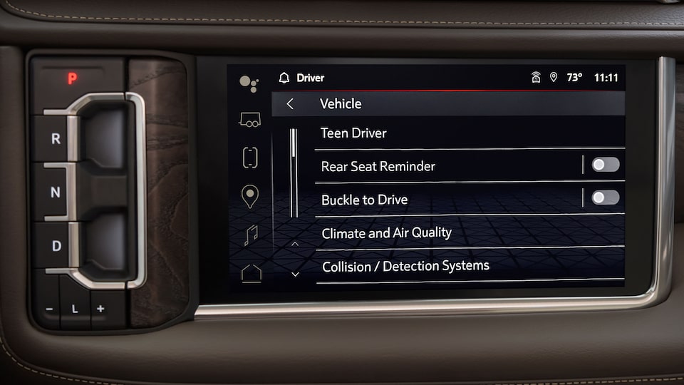 Close-Up on the GMC Infotainment System Displaying the Teen Driver Safety Feature