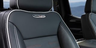 Interior View of the AT4 Badging on the GMC Seat