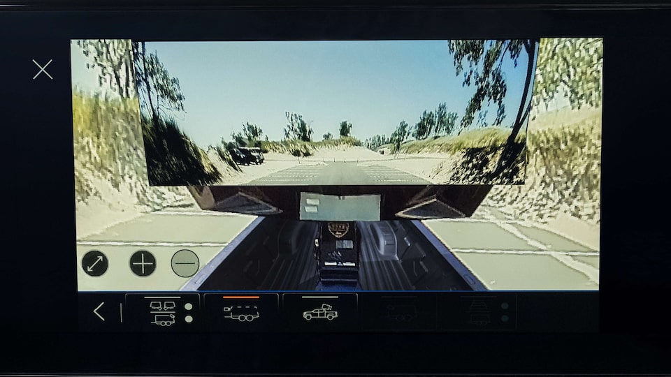 Close-up of the Trailering Camera View in Use on the Infotainment Screen in the GMC Sierra AT4