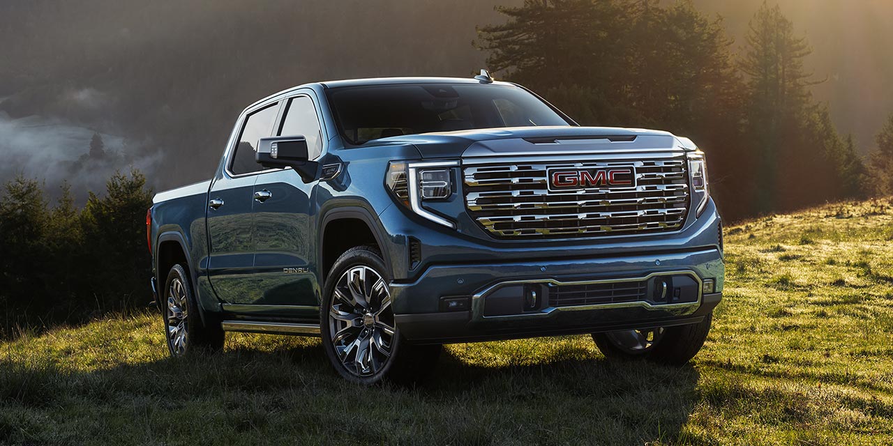 The GMC Sierra 1500 Full-Size Truck Parked in a Green Valley