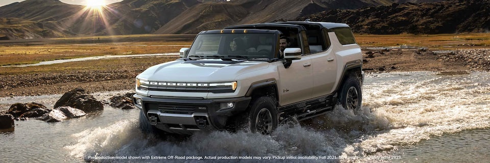 2021 HUMMER EV Electric truck aerial shot on beach