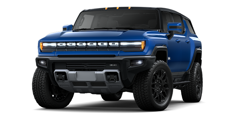 Front Three-Quarter View of a Blue 2024 GMC HUMMER EV SUV