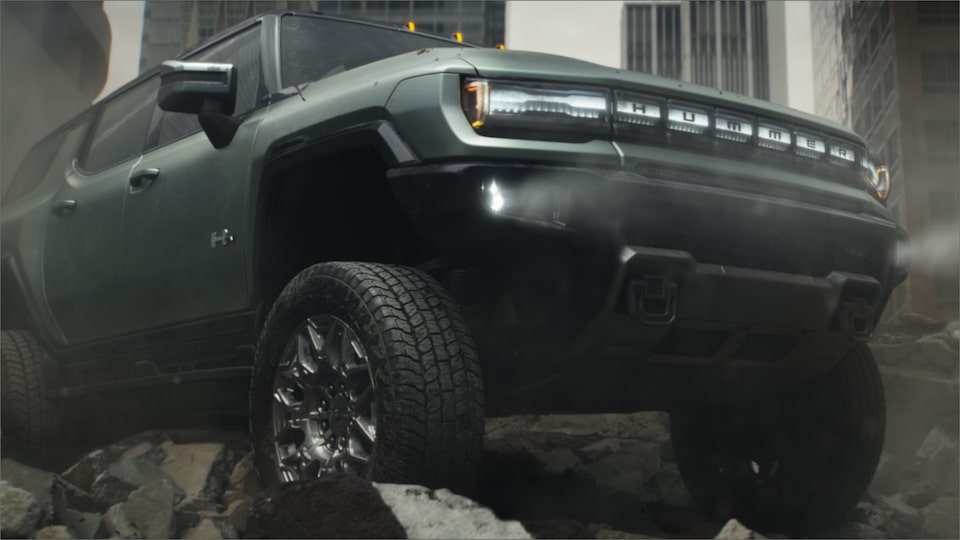 2020 GMC HUMMER EV Electric Truck Driving Up Hill