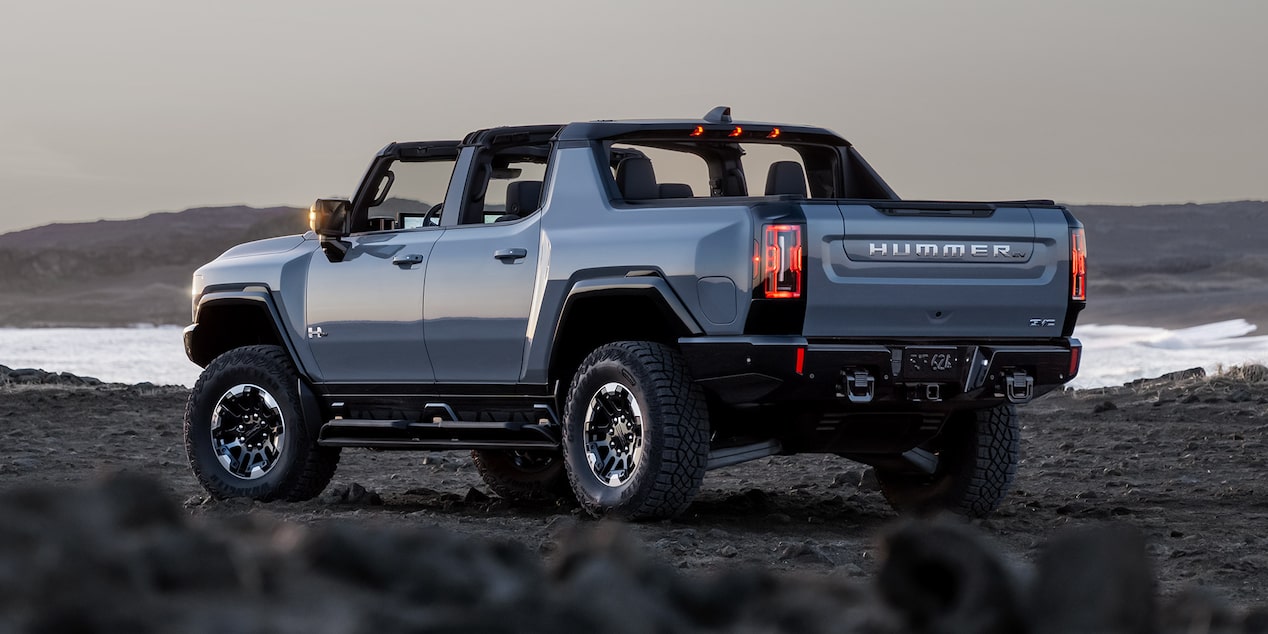 Rear Three-Quarter View of the GMC HUMMER EV Pickup Truck