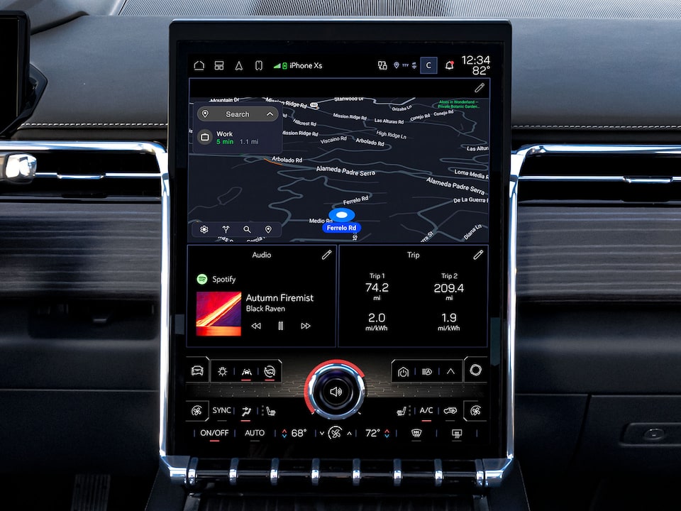 Close-up View of the Navigation & Voice Assistance Features Displayed on the Sierra EV's Expansive Center Touchscreen