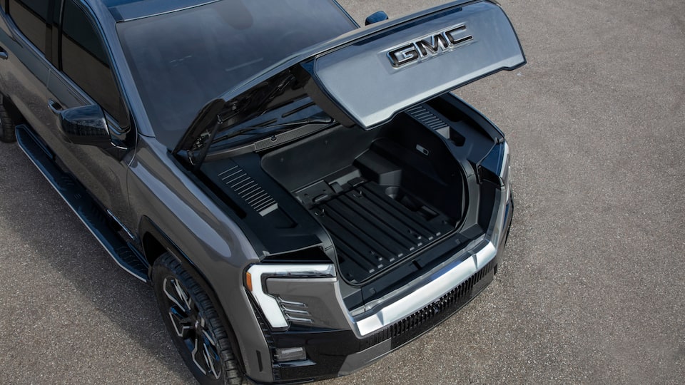 View of the Front eTrunk Open on the GMC Sierra EV Truck