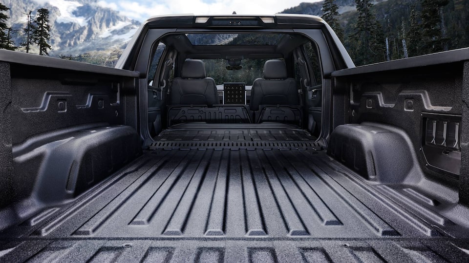 Close-up View of the 2025 GMC Sierra EV Rear  Open eTrunk